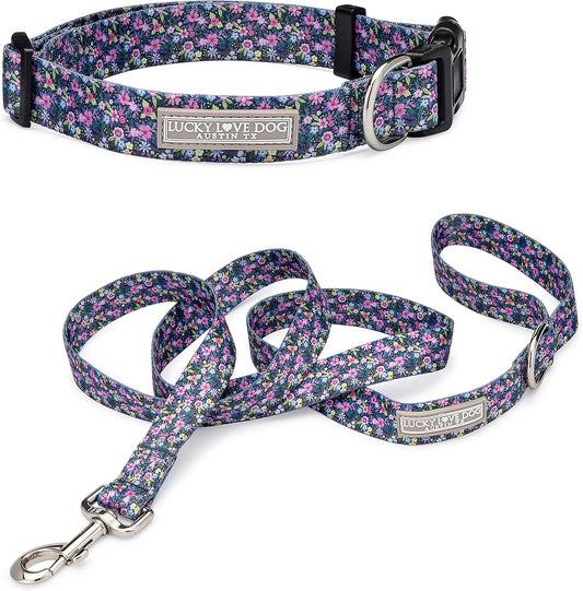 Lucky Love Dog Collar and Leash Set - Durable Floral Design