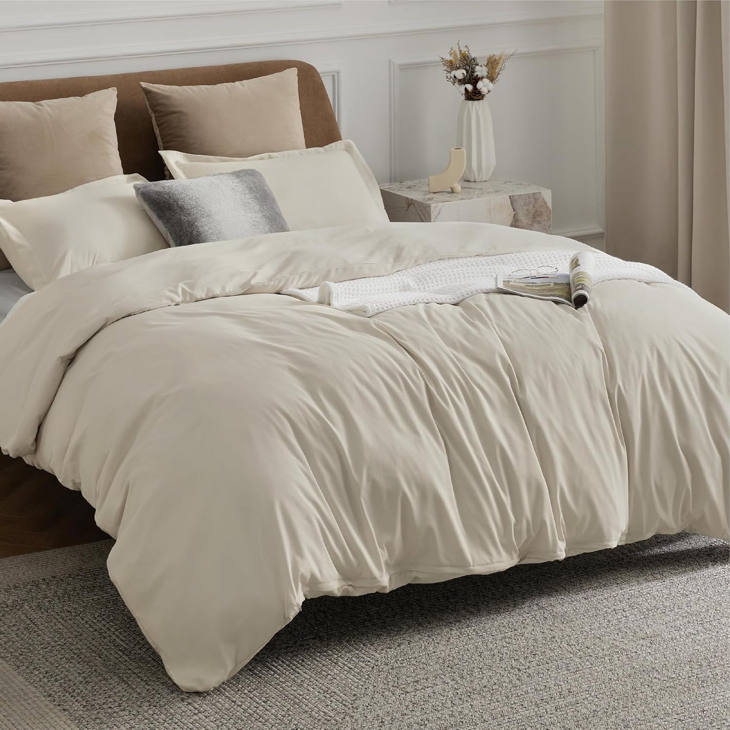 Bedsure Duvet Cover Queen Size - Soft Double Brushed Bedding Set