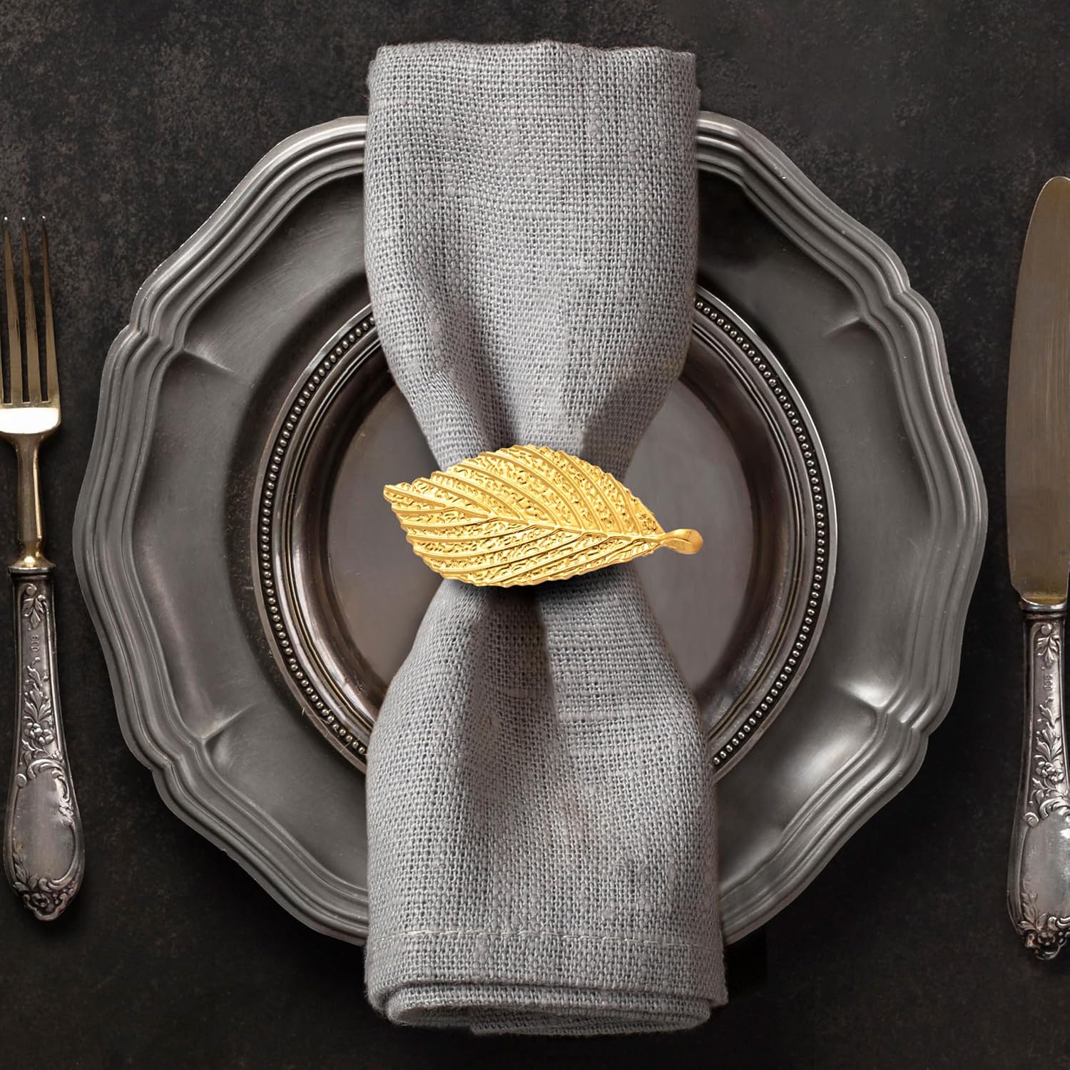 Elegant Gold Napkin Rings Set of 12 for Festive Table Decor
