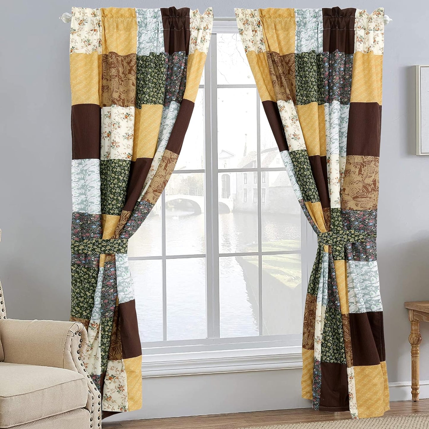 Cozy Line Home Fashions 100% Cotton Patchwork Window Curtains
