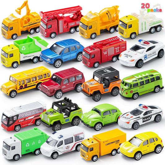 20PCS Die Cast Pull Back Cars Set for Kids Party Favors