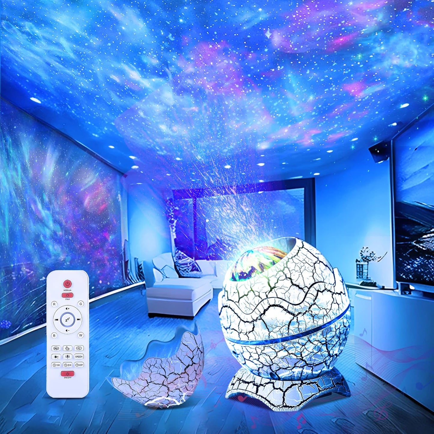 Dinosaur Egg Star Projector: Music + White Noise