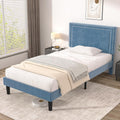Velvet Twin Platform Bed Frame with Adjustable Headboard - Quiet