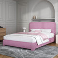 Full Size Boucle Upholstered Bed Frame with Headboard - Soft Rose Pink