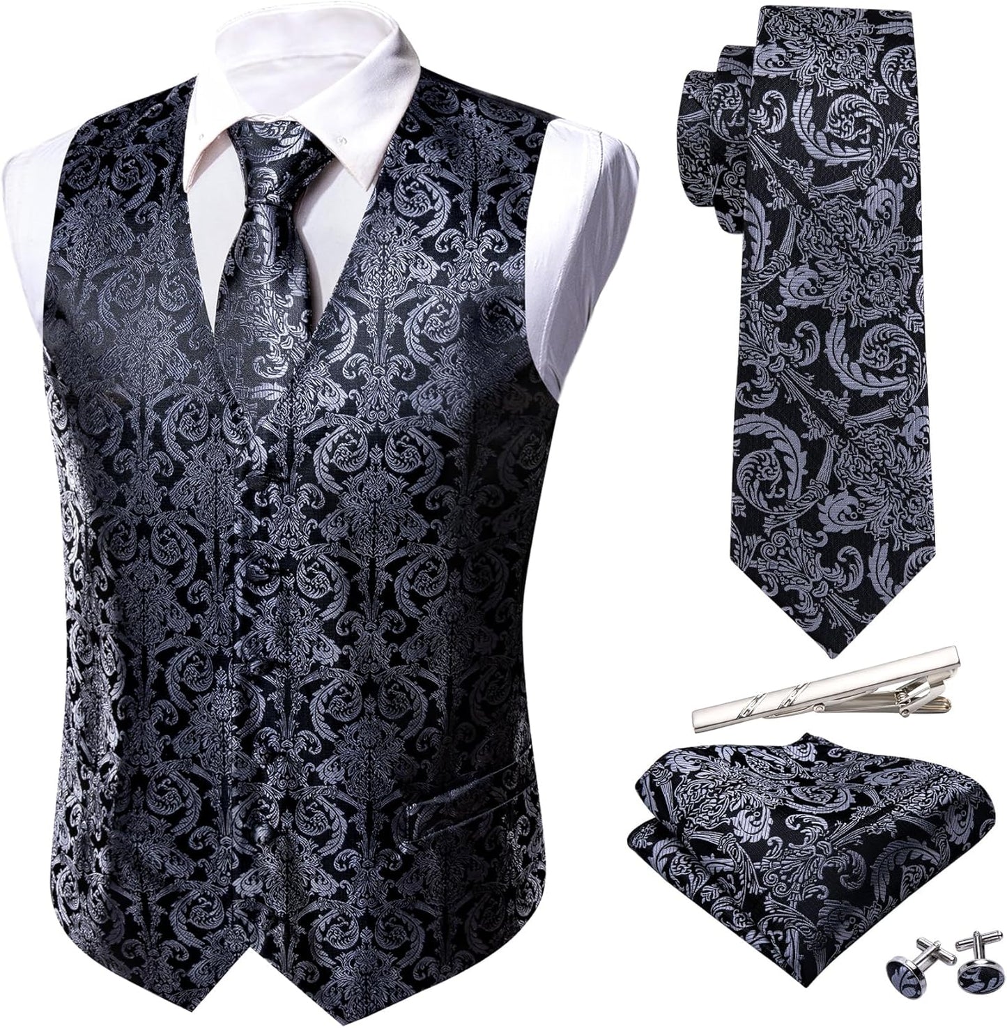 Barry.Wang Men's Suit Vest Set for Weddings and Formal Events