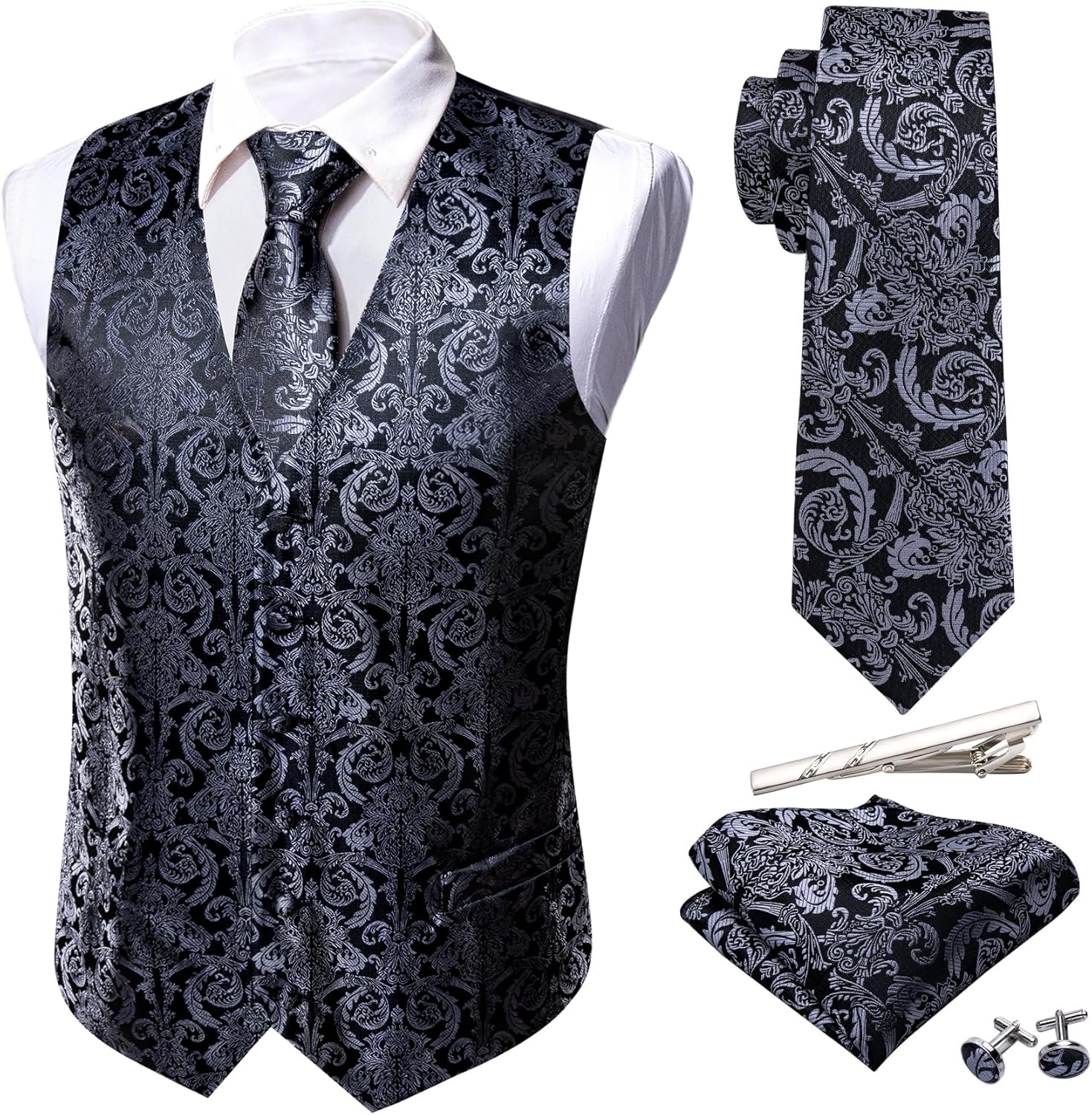 Barry.Wang Men's Suit Vest Set for Weddings and Formal Events