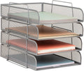 Mind Reader Stackable Paper Tray Desktop Organizer - Compact 4-Tier