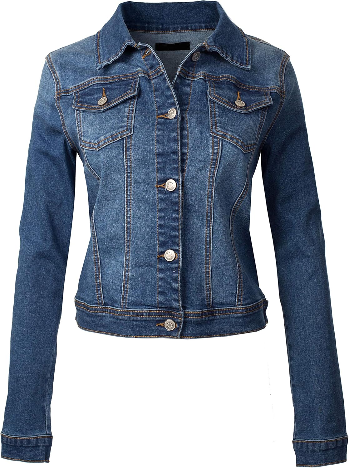 Classic Vintage Washed Long Sleeve Denim Jean Jacket for Women