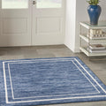 Indoor/Outdoor Solid Bordered Navy/Ivory Area Rug 5 ft - Easy Care