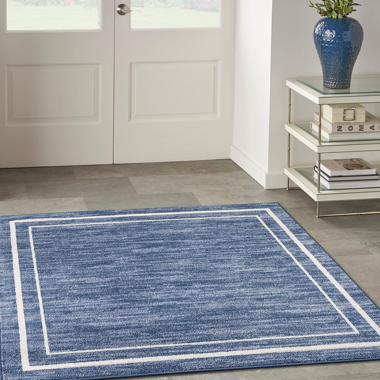 Nourison Home Essentials Indoor/Outdoor Solid Bordered Rug