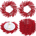 Red Berry Wreath Placemats Set of 4 16 in Round Placemats - Festive