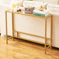 Small Modern Console Table for Entryway - Tempered Glass Sofa Table