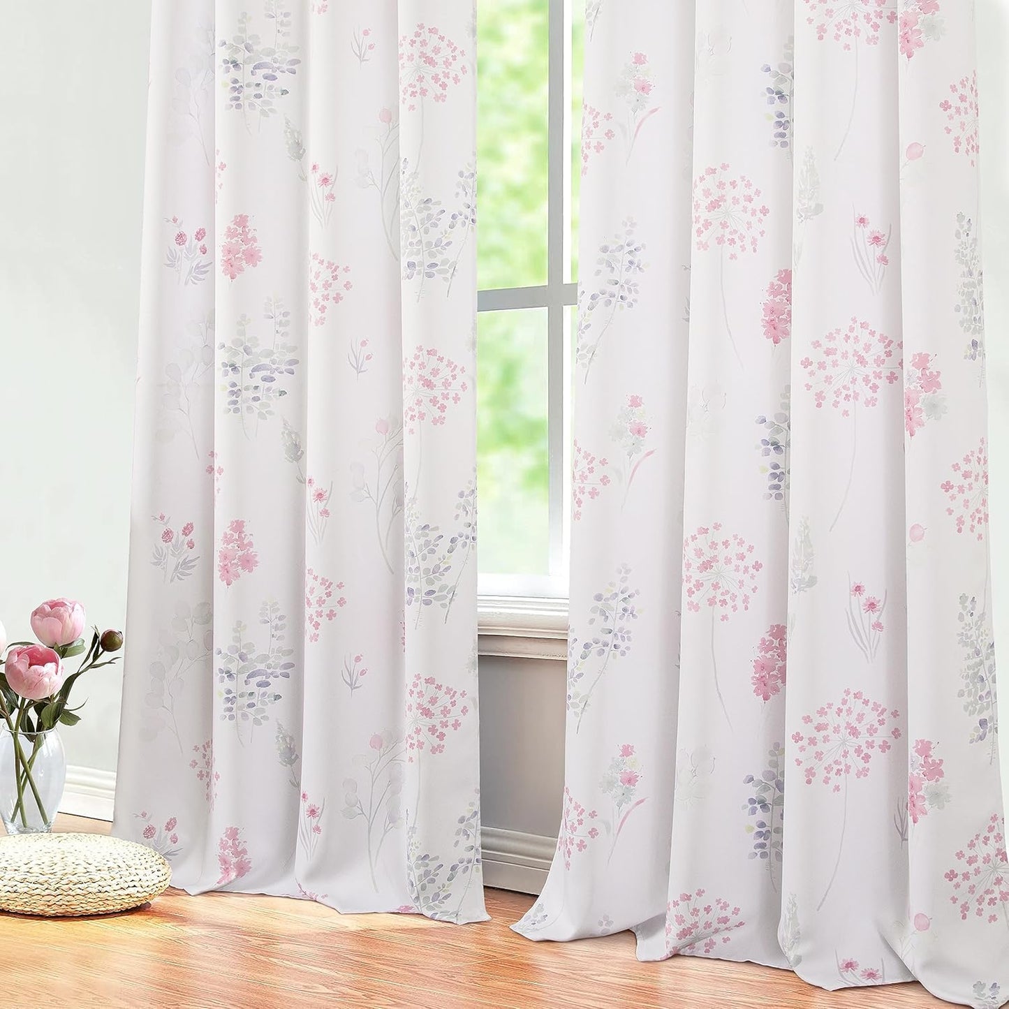 XTMYI Pink and Grey Curtains for Bedroom Closet Door 84 in