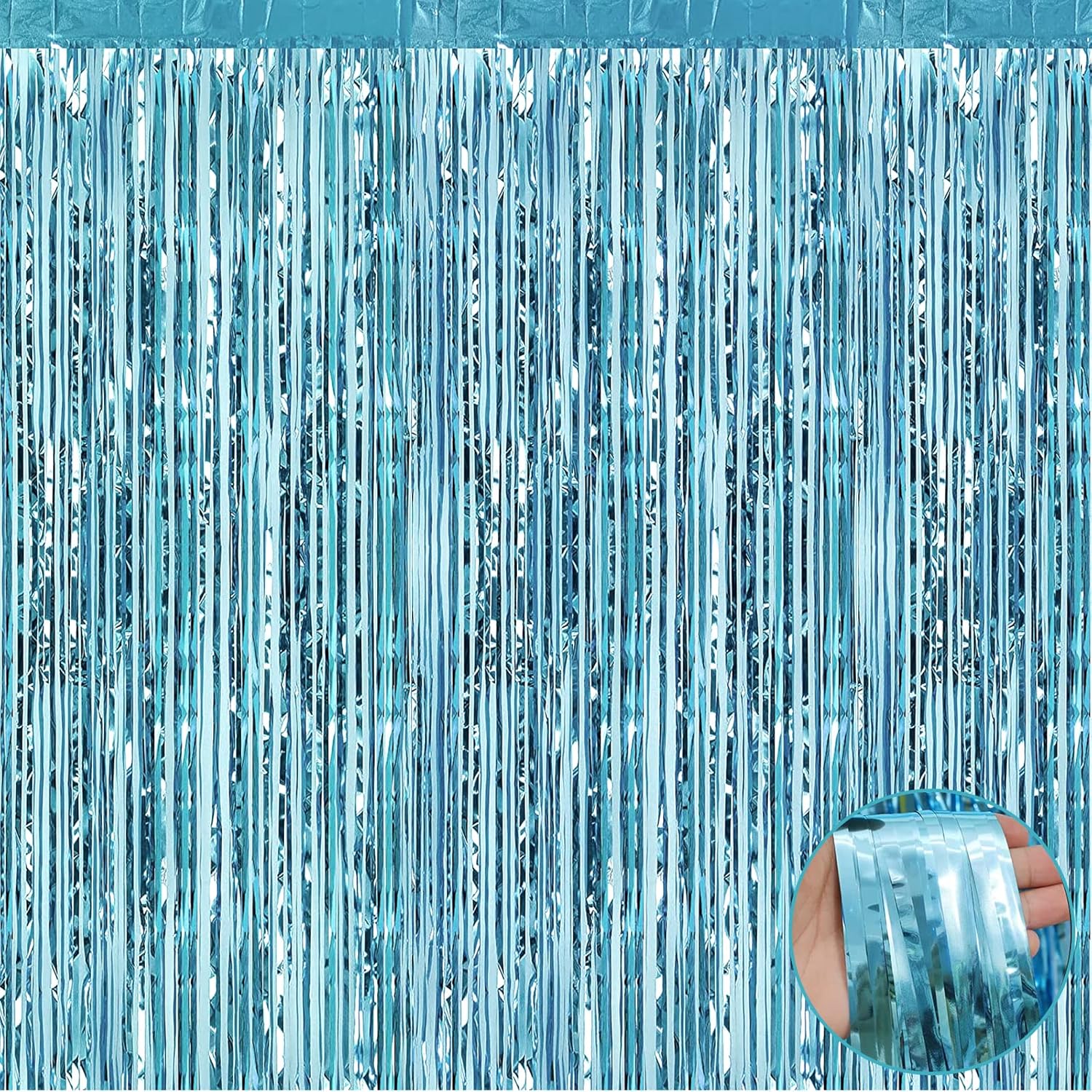 Shimmering Blue Foil Curtains - Perfect Party Backdrop!