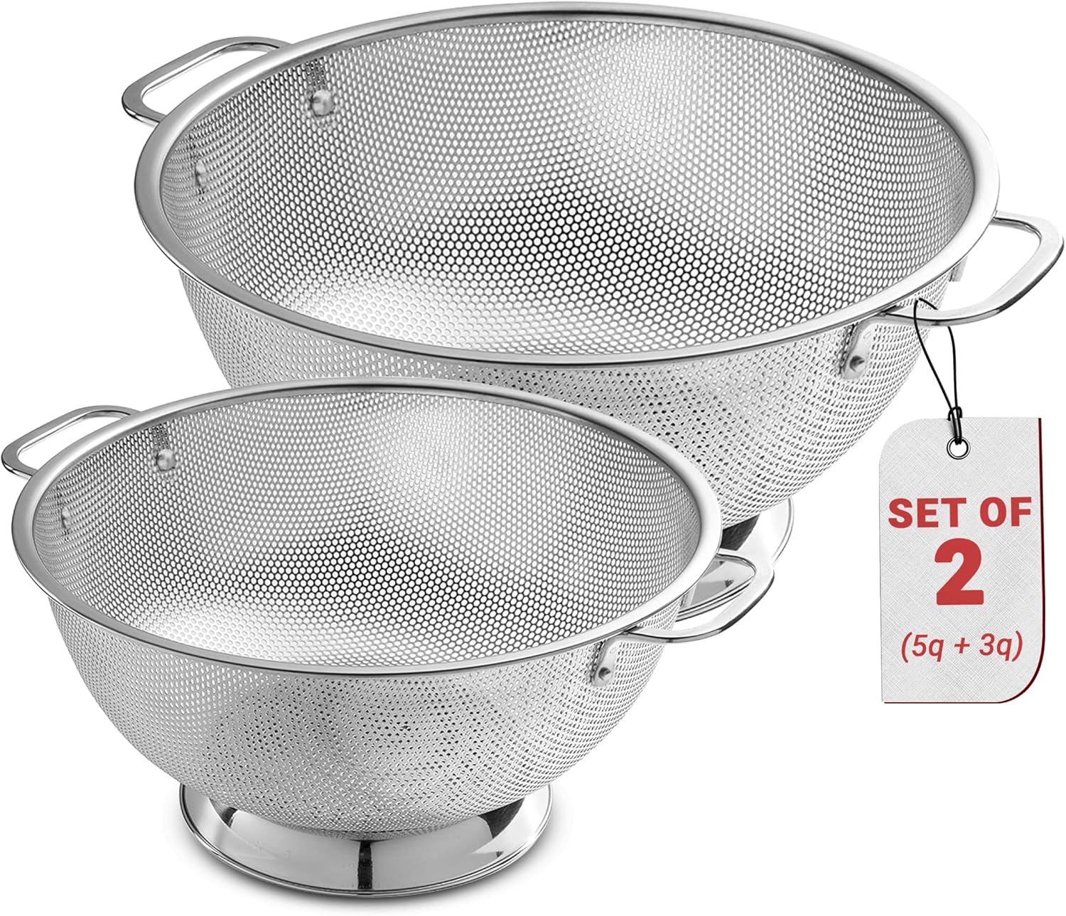 Bellemain Micro-perforated Stainless Steel Colander for Quick Draining