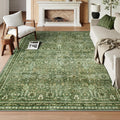 Lahome Boho 8x10 Rugs for Living Room - Moss Green Low Pile
