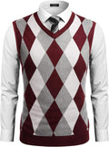 Men's Sleeveless V Neck Pullover Sweater Vest - Slim Argyle Casual