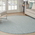 Courtyard 8 ft Round Ivory Aqua Rug - Durable Modern Patio Accent