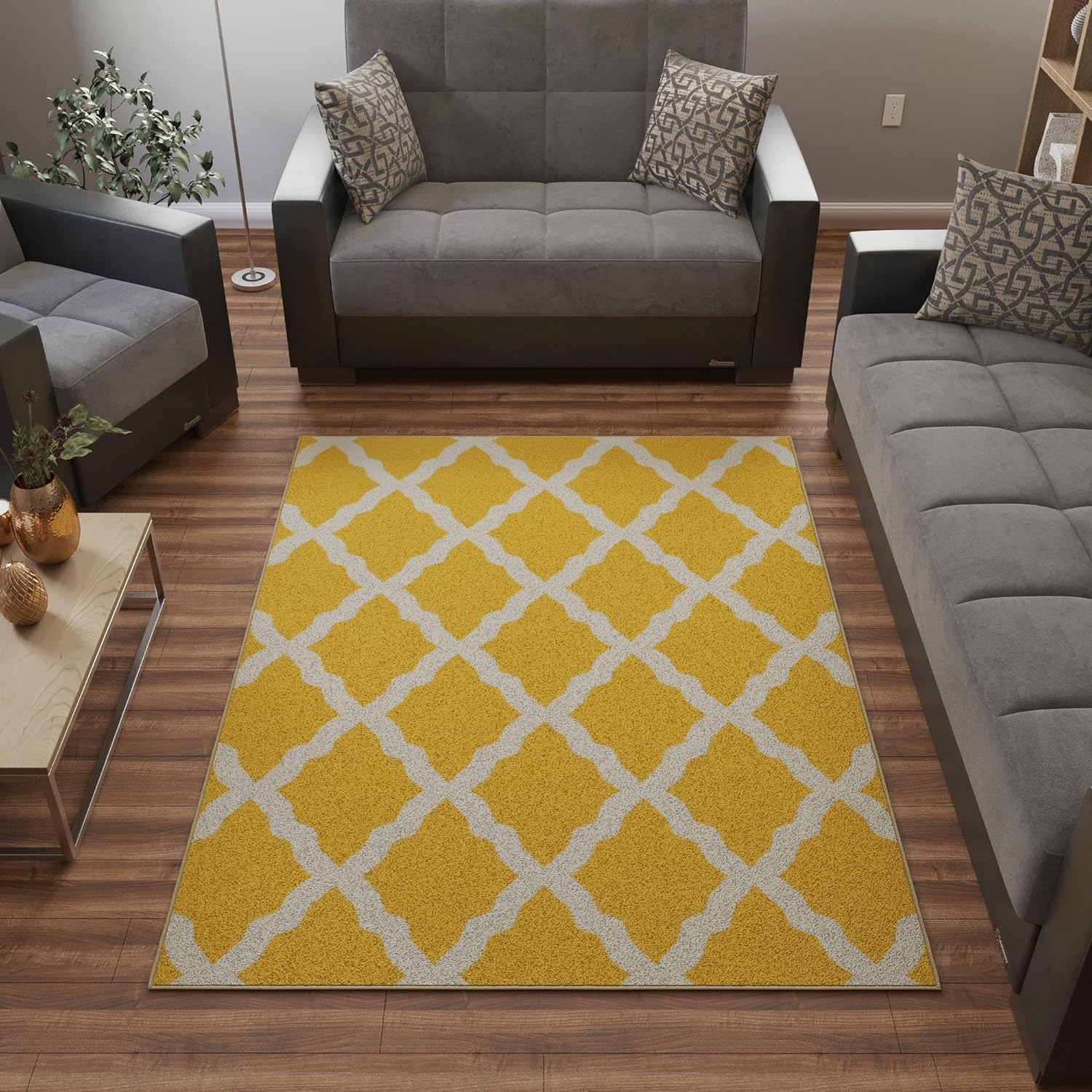 Ottomanson 5ft x 6ft 6in Trellis Area Rug for Living Room and More