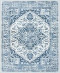 LIVEBOX Blue Washable Area Rug 8x10 - Large Vintage Tribal Medallion