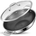 13 in Hybrid Tri-Ply Stainless Steel Wok Pan with Lid - Ceramic