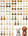 Fall Dog Bow Ties and Neck Ties 60 Pack - Cute Autumn Pet Accessories