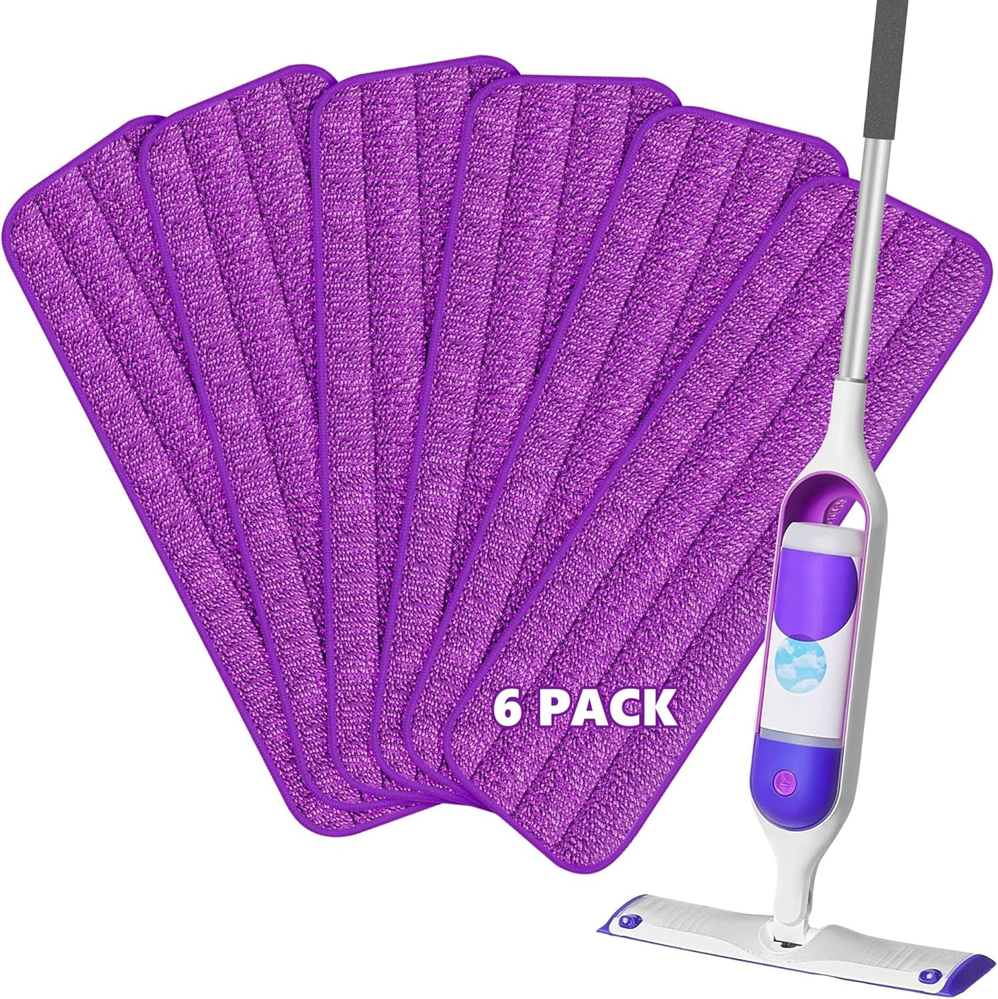 6-Pack Washable Microfiber Pads for Swiffer PowerMop - HOMTOYOU