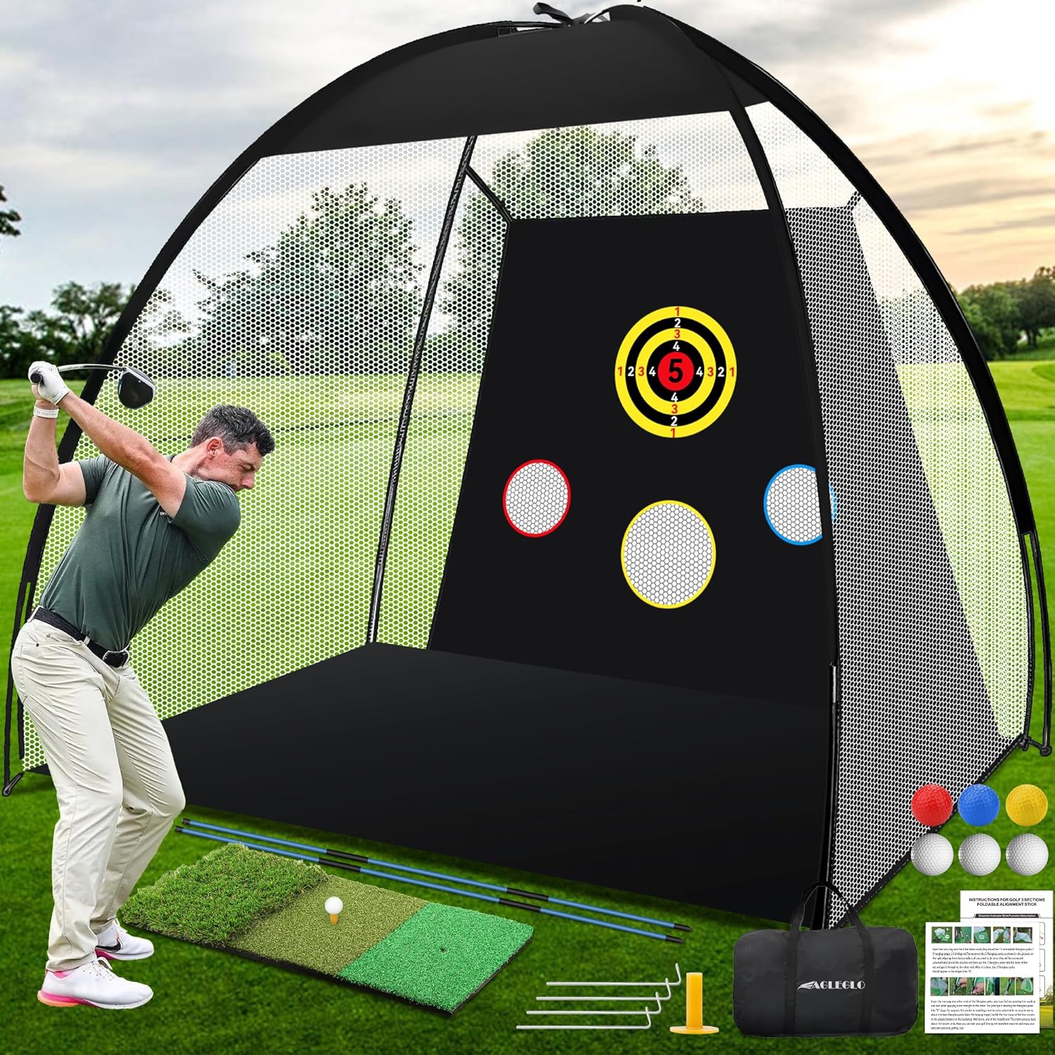 Master your swing with EagleGlo Golf Net Set