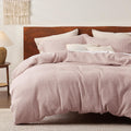 Bedsure Cotton Duvet Cover Queen - 100% Cotton Waffle Weave Pink