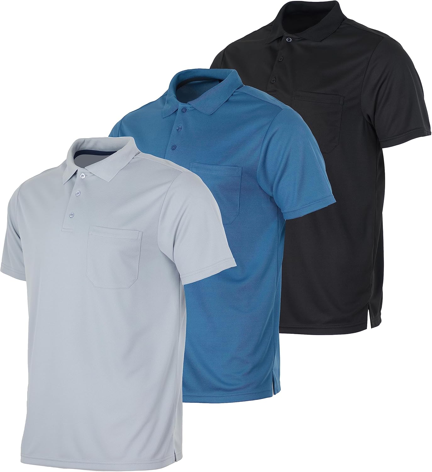 Real Essentials 3 Pack Mens Short Sleeve Polo Shirts for Comfort