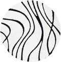 SAFAVIEH Florida Shag Collection 5ft Round Ivory Black Area Rug