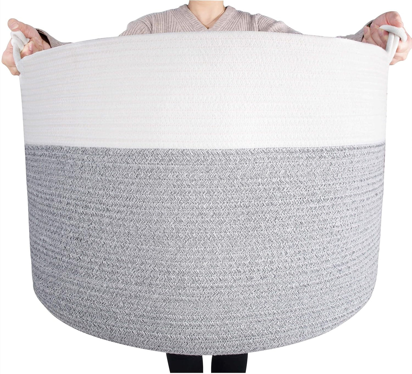 Extra Large Decorative Woven Cotton Rope Storage Basket Bin