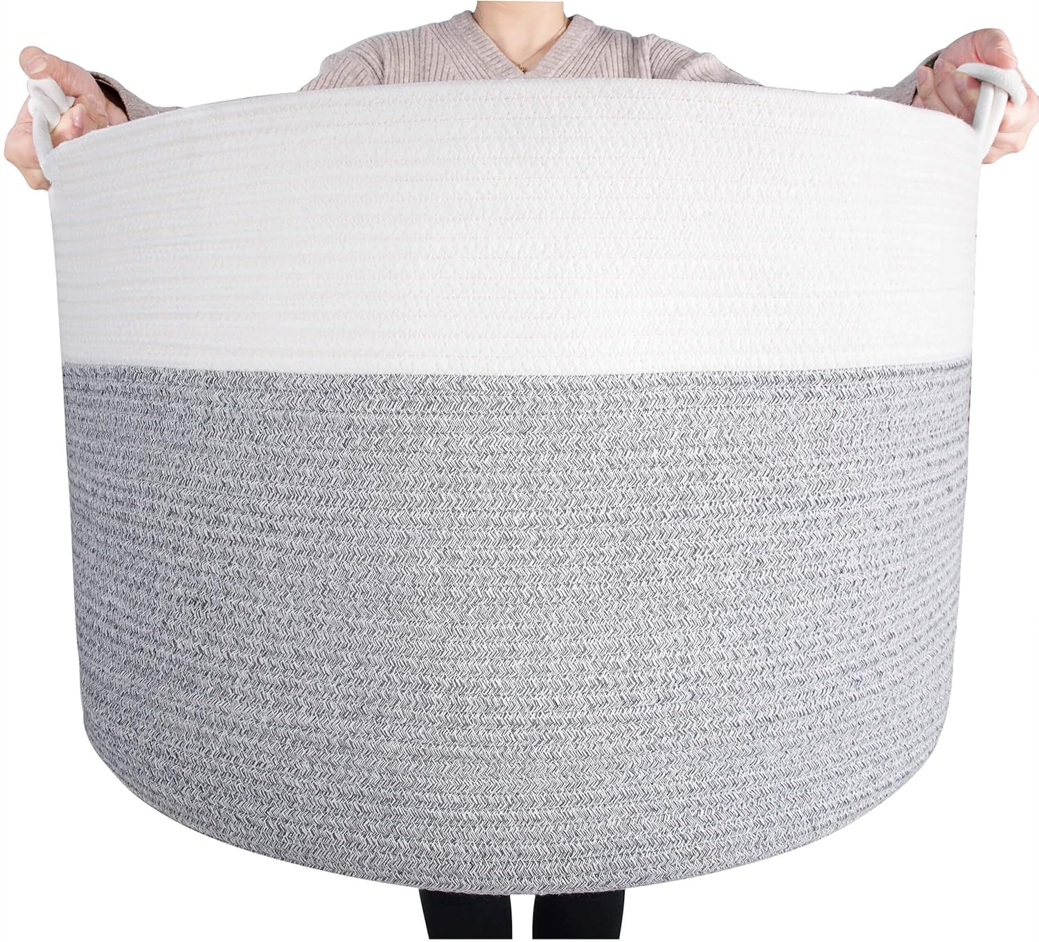 Extra Large Decorative Woven Cotton Rope Storage Basket Bin