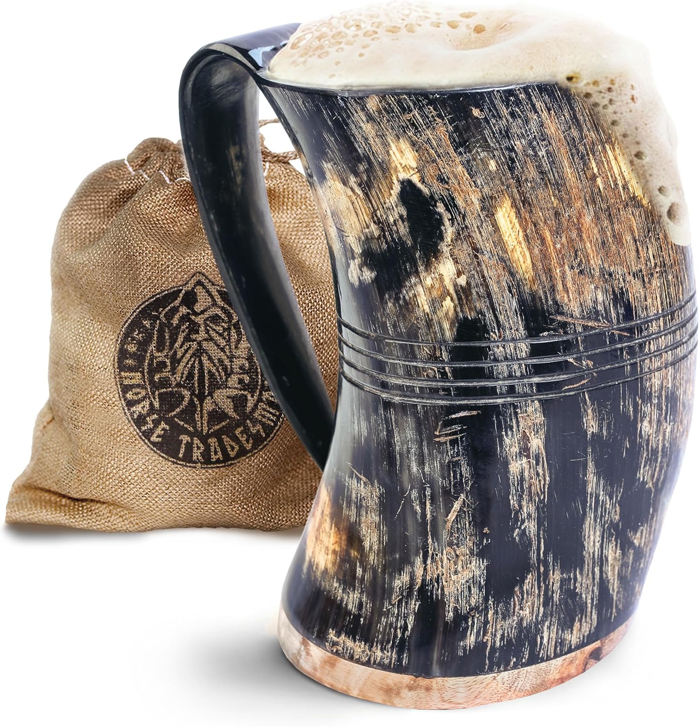 Norse Tradesman XL Viking Drinking Horn Mug - Authentic Beer Tankard