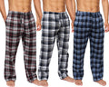 Mens Flannel Pajama Pants 3 Pack - Soft Sleep & Lounge Pants