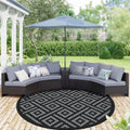 GENIMO 8ft Round Outdoor Rug for Patios - Reversible, Weatherproof