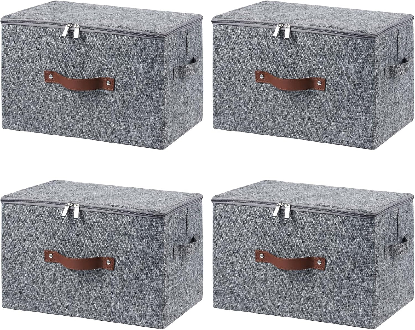4 Pack Storage Bins with Zipper Lid for Organized Spaces