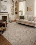 Louisa Vintage-Style Oatmeal/Slate Accent Rug 2 ft 3 in x 3 ft 10 in