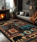 YIHOUSE Rustic Cabin Area Rug 4x6 - Machine Washable Lodge Rug