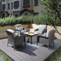 Patio Bistro Set with 30in Fire Pit Table - Cozy 4-Seater