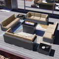 15 Piece Patio Sectional Set with 44in Propane Fire Pit - Outdoor Sofa