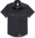 Mens Short Sleeve Denim Button Down Shirt - Soft Casual Work Shirt