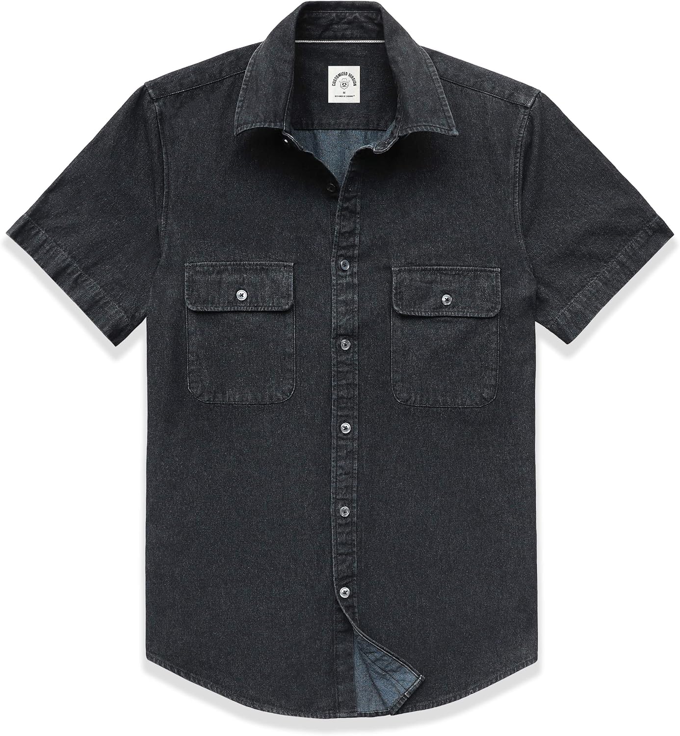 Stylish Dubinik Mens Short Sleeve Denim Button Down Shirt