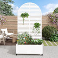 Metal Raised Garden Bed with Trellis and Wheels 72x35x16
