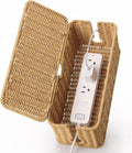 Handmade Cable Management Box Brown - Faux Rattan Cord Organizer