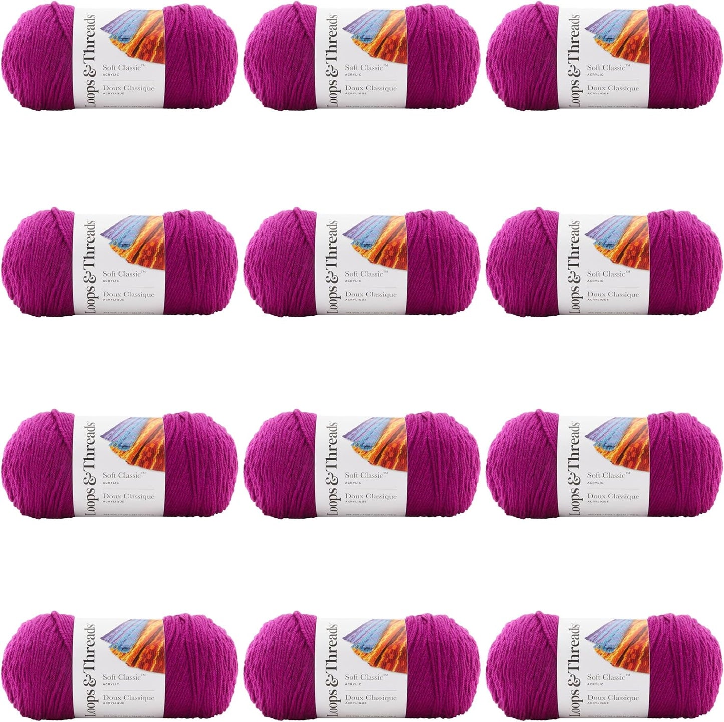 Soft Classic Solid Yarn 12 Pack for Creative Crafting Projects