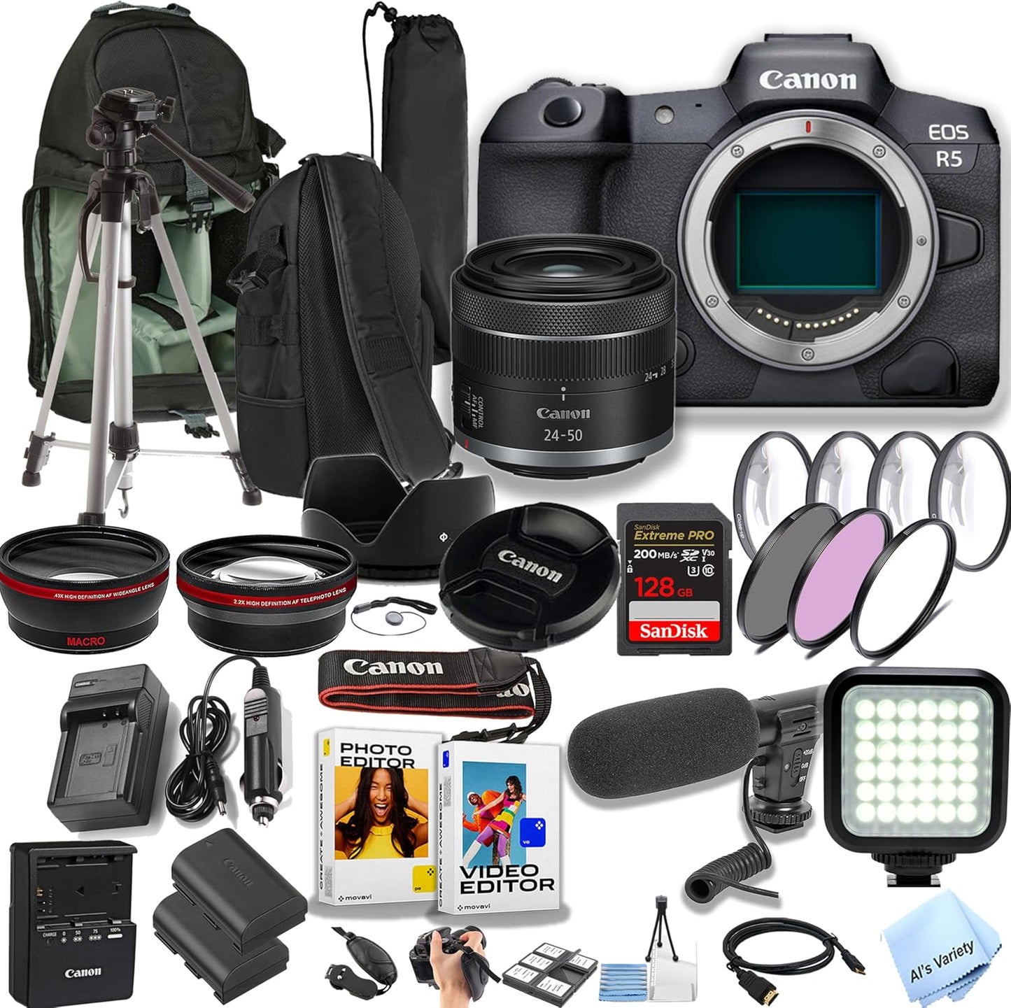 Canon EOS R5 45MP Full-Frame Mirrorless Camera Pro Bundle