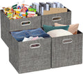 Posprica Foldable Storage Basket Bins 4-Pack - Thick Burlap Organizer