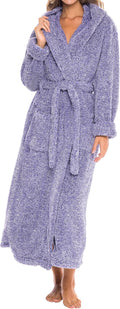 Women's Plush Hooded Robe in Heathered Purple - Plus Size Comfort