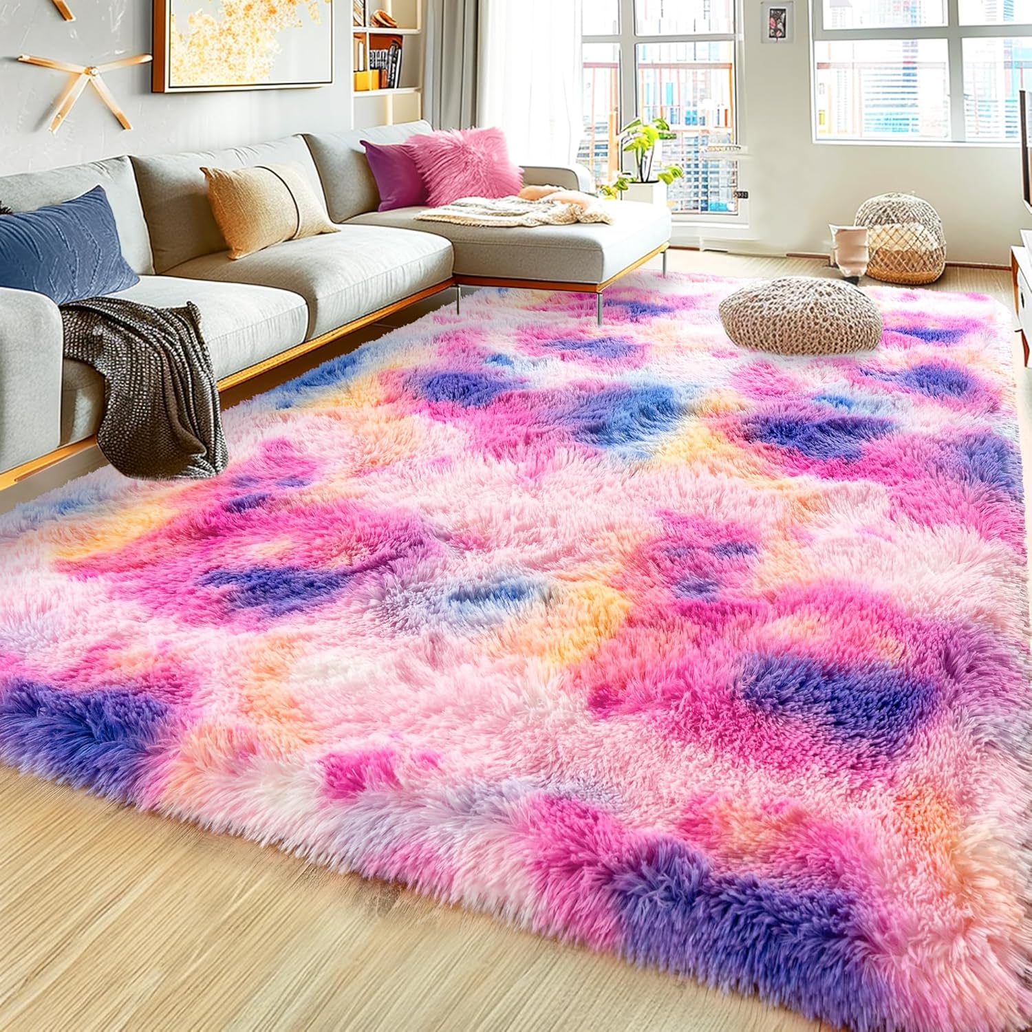 Ultra Fluffy Area Rugs for Living Room Bedroom, 6x9 Soft Rug